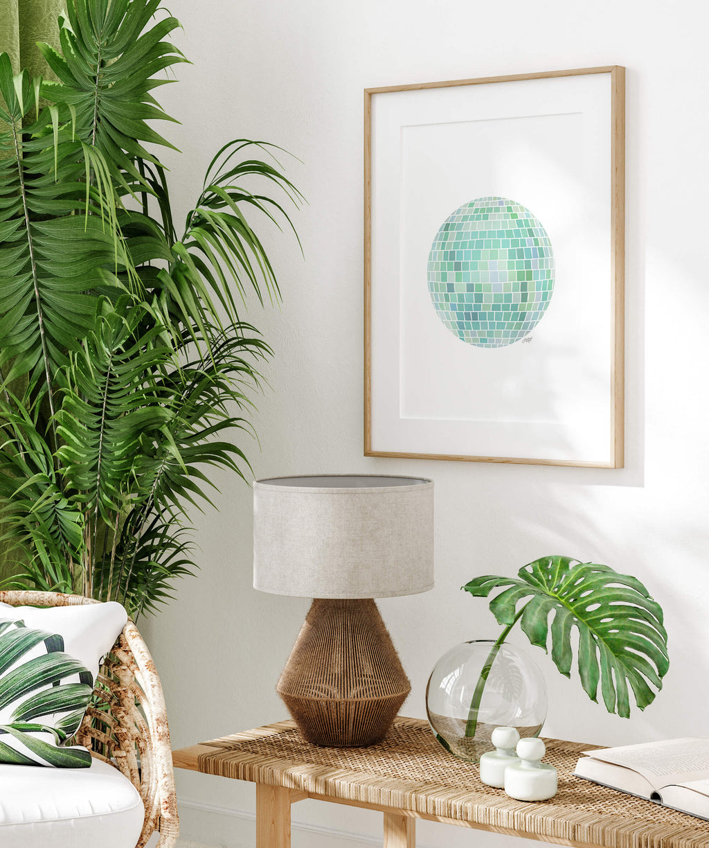 Disco Balls Illustration (Green Palette) - Art Print