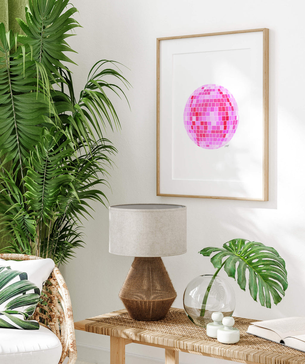 Disco Ball Illustration (Pink Palette) - Art Print