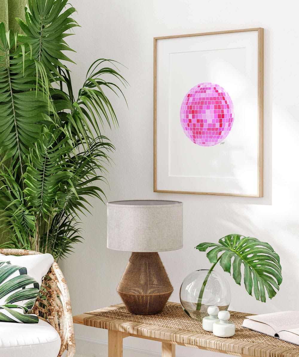 Ilustración de bolas de discoteca (paleta rosa) - Impresión de arte