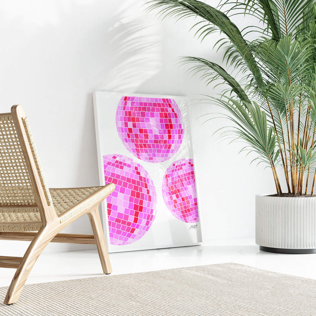 Disco Ball Illustration (Pink Palette) - Art Print