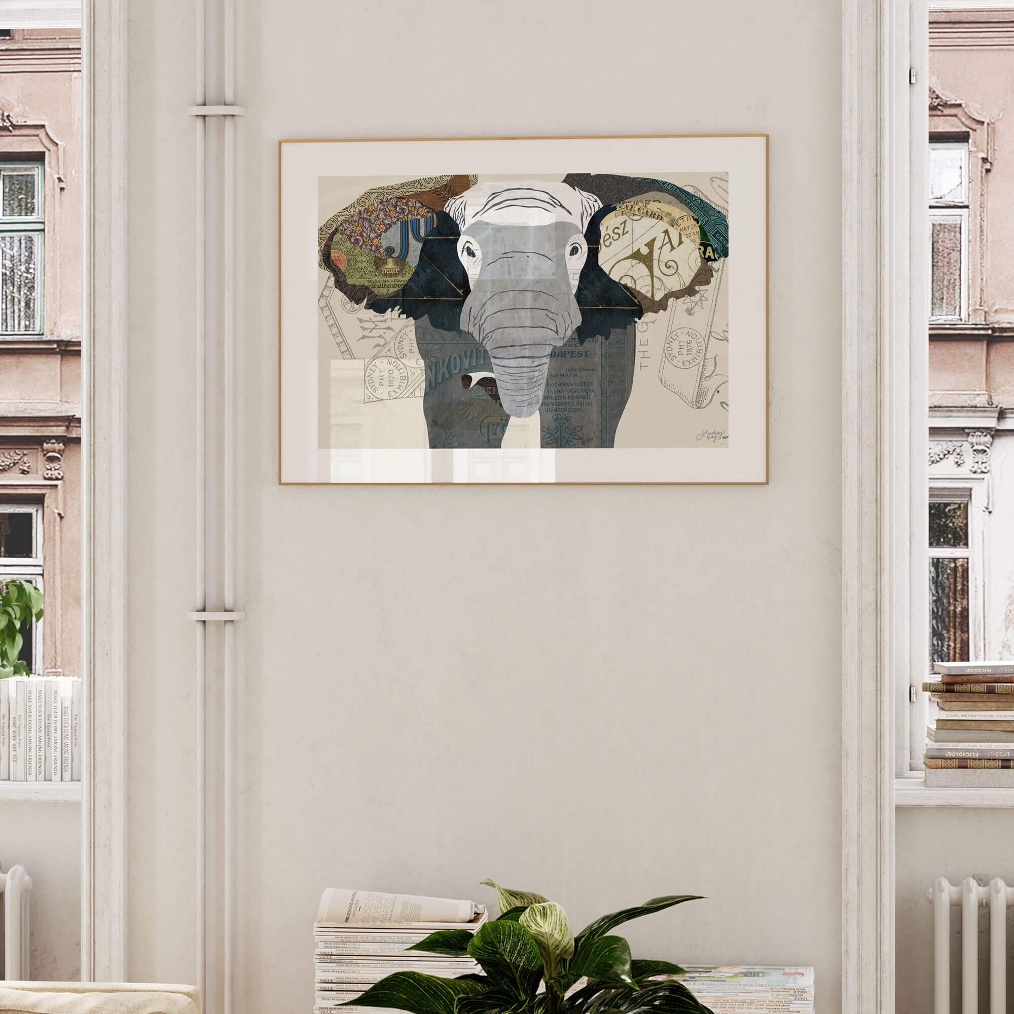 Collage de elefantes - Impresión de arte