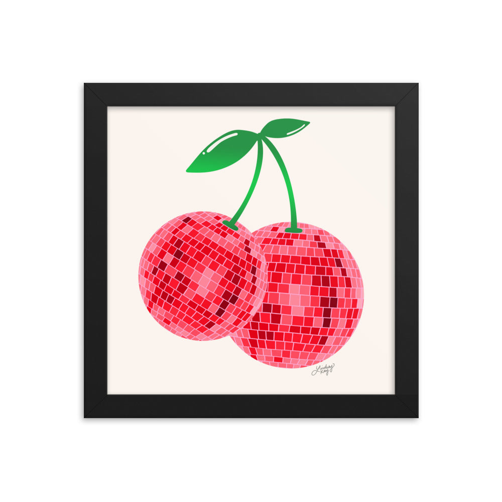 Cerises Disco Ball - Impression mate encadrée