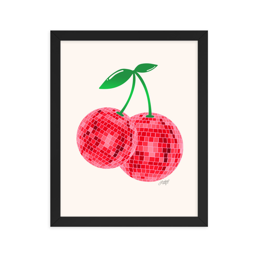 Cerises Disco Ball - Impression mate encadrée