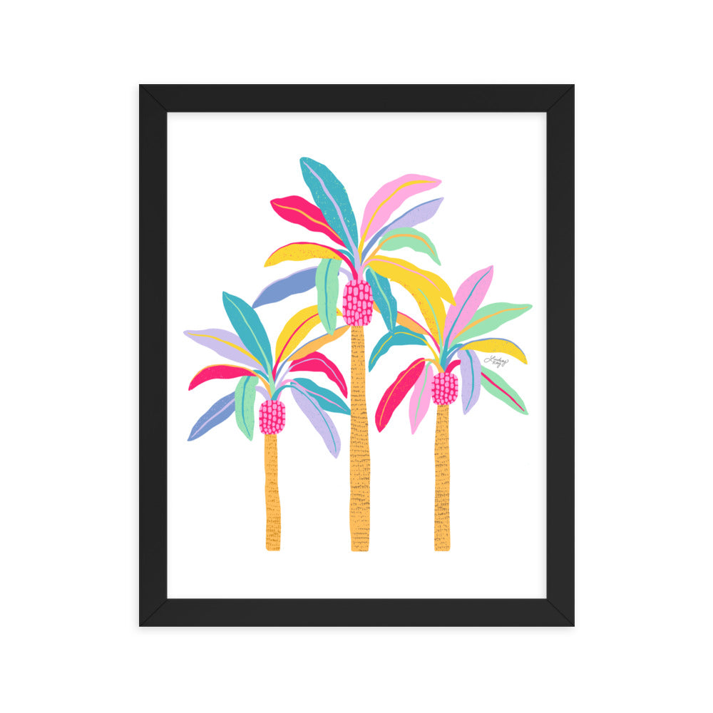 Palm Tree Illustration (Pastel Palette) - Framed Matte Print