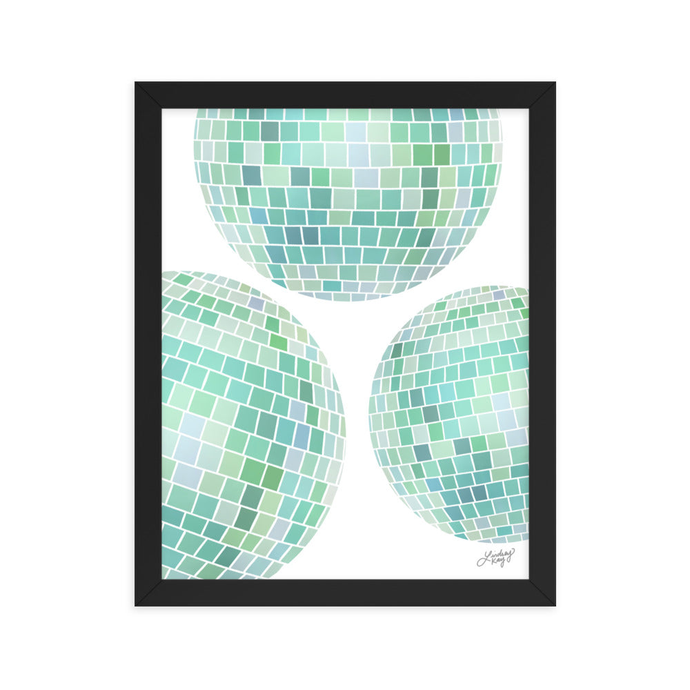 Illustration de boules disco vertes - Impression mate encadrée