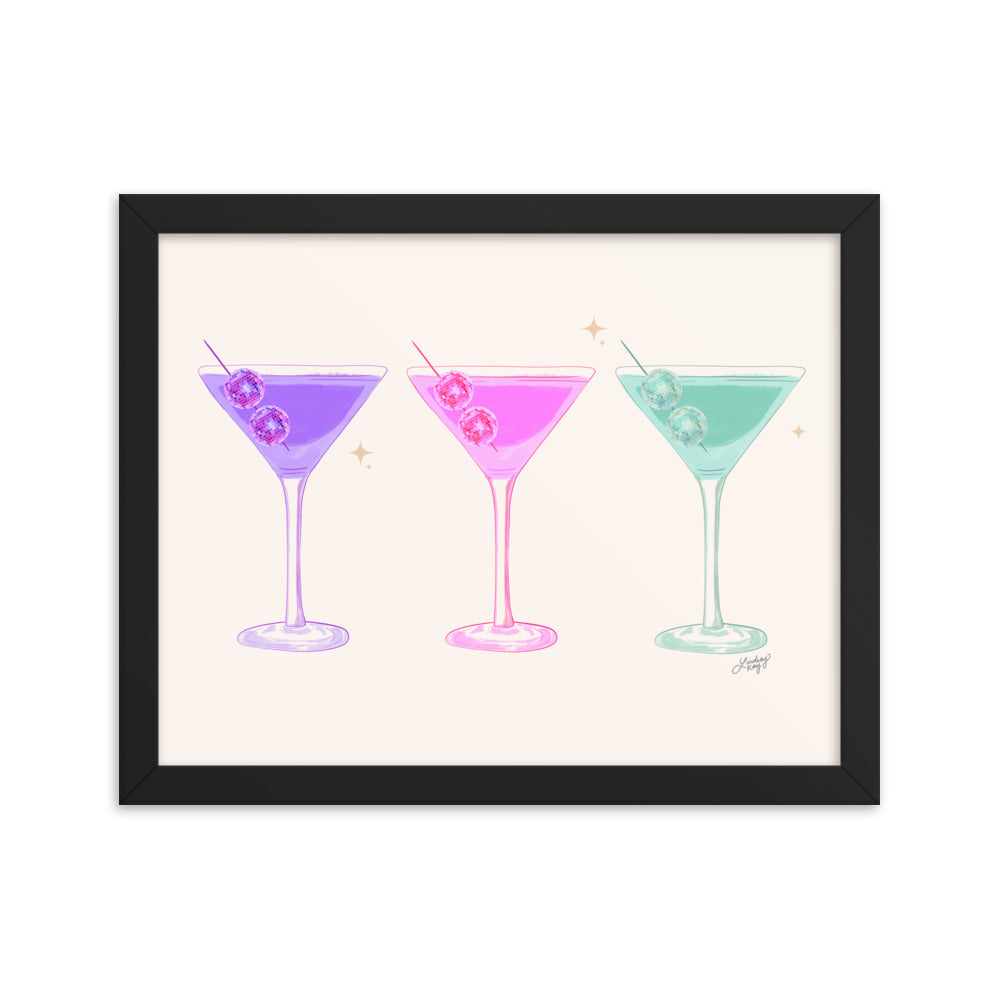 Gafas de Martini Disco Balls - Impresión mate enmarcada