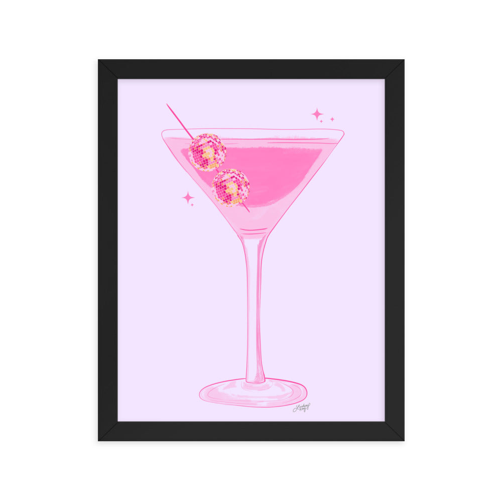 Illustration de boule disco Martini - Impression mate encadrée