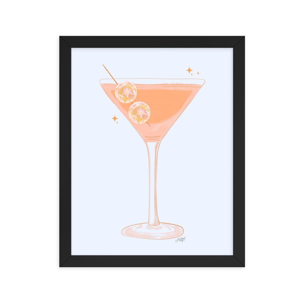 Illustration de boule disco Martini - Impression mate encadrée