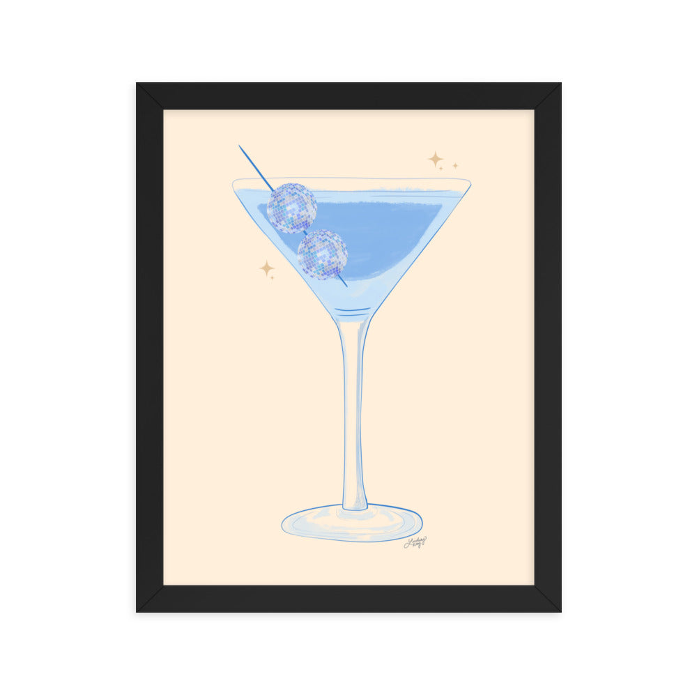 Illustration de boule disco Martini - Impression mate encadrée