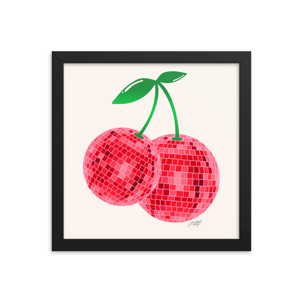 Cerises Disco Ball - Impression mate encadrée