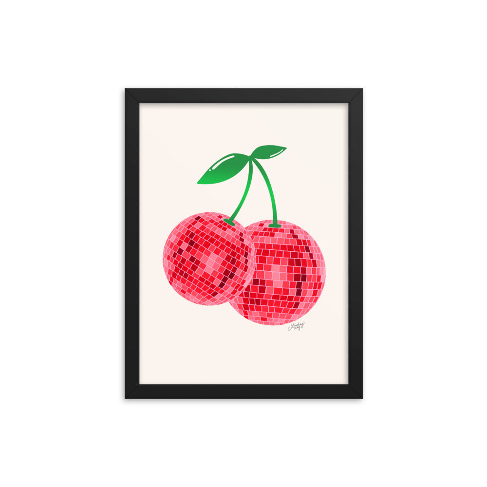 Cerises Disco Ball - Impression mate encadrée