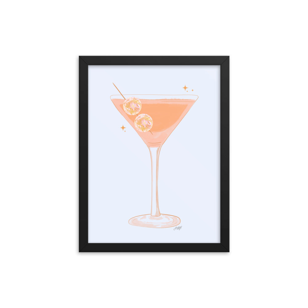 Illustration de boule disco Martini - Impression mate encadrée