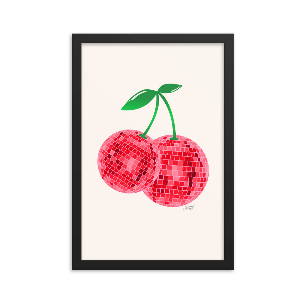 Cerises Disco Ball - Impression mate encadrée