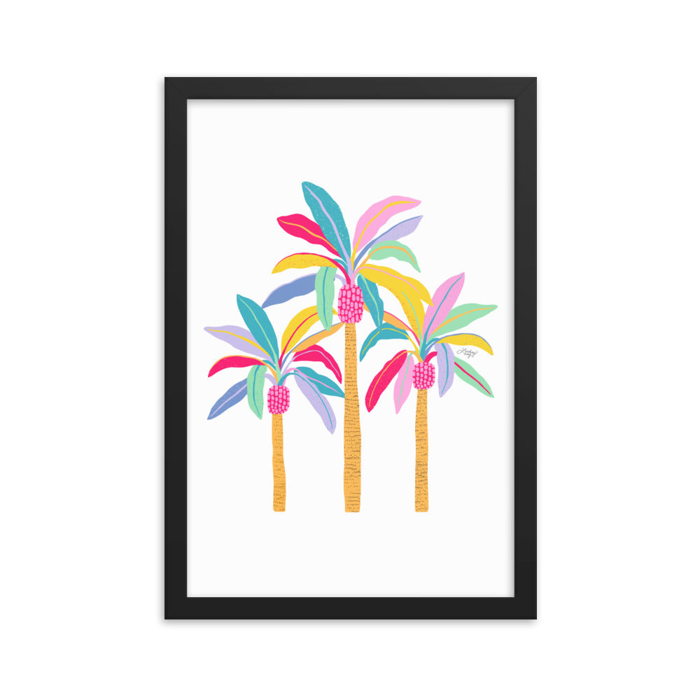 Palm Tree Illustration (Pastel Palette) - Framed Matte Print