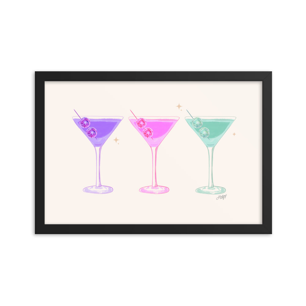 Gafas de Martini Disco Balls - Impresión mate enmarcada