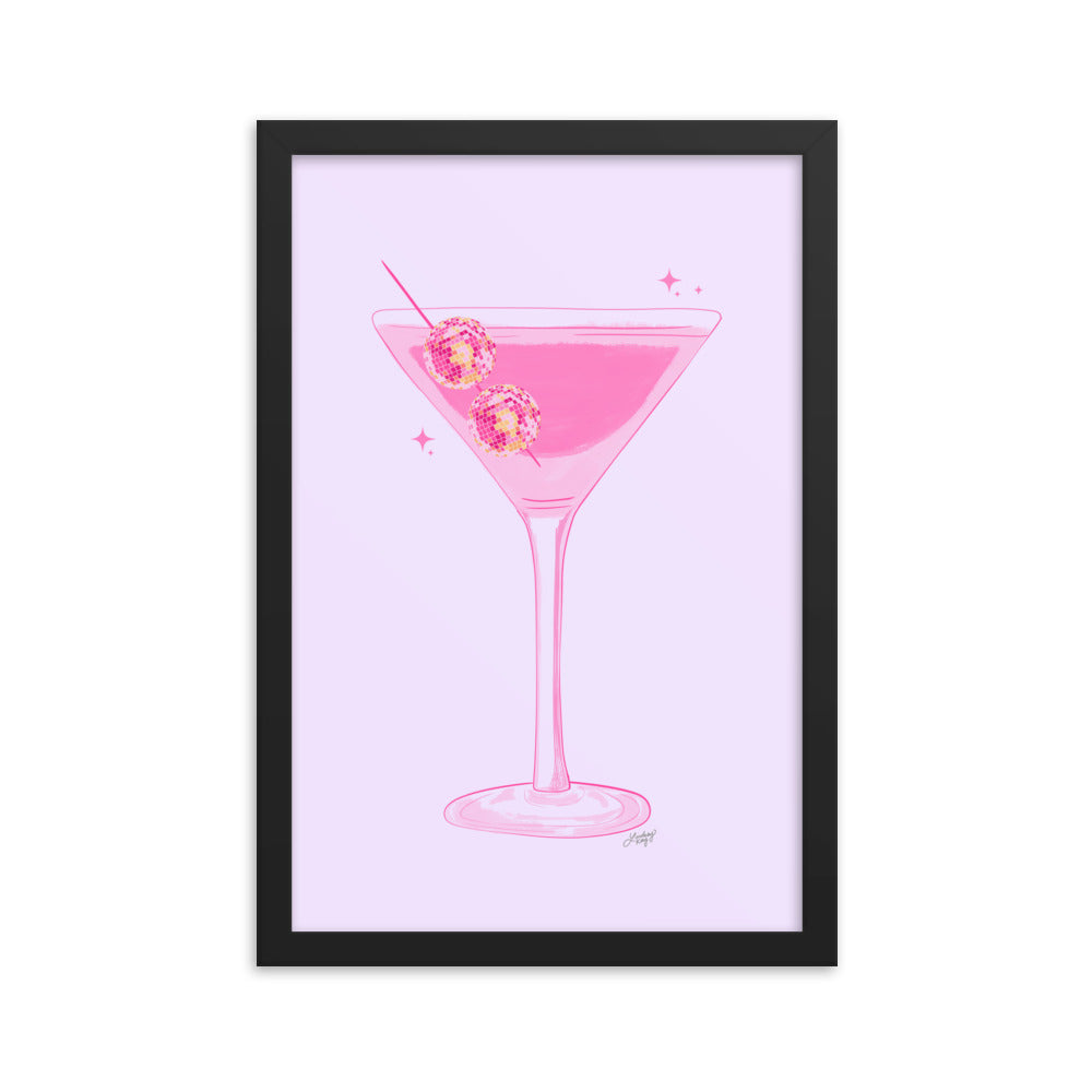 Illustration de boule disco Martini - Impression mate encadrée
