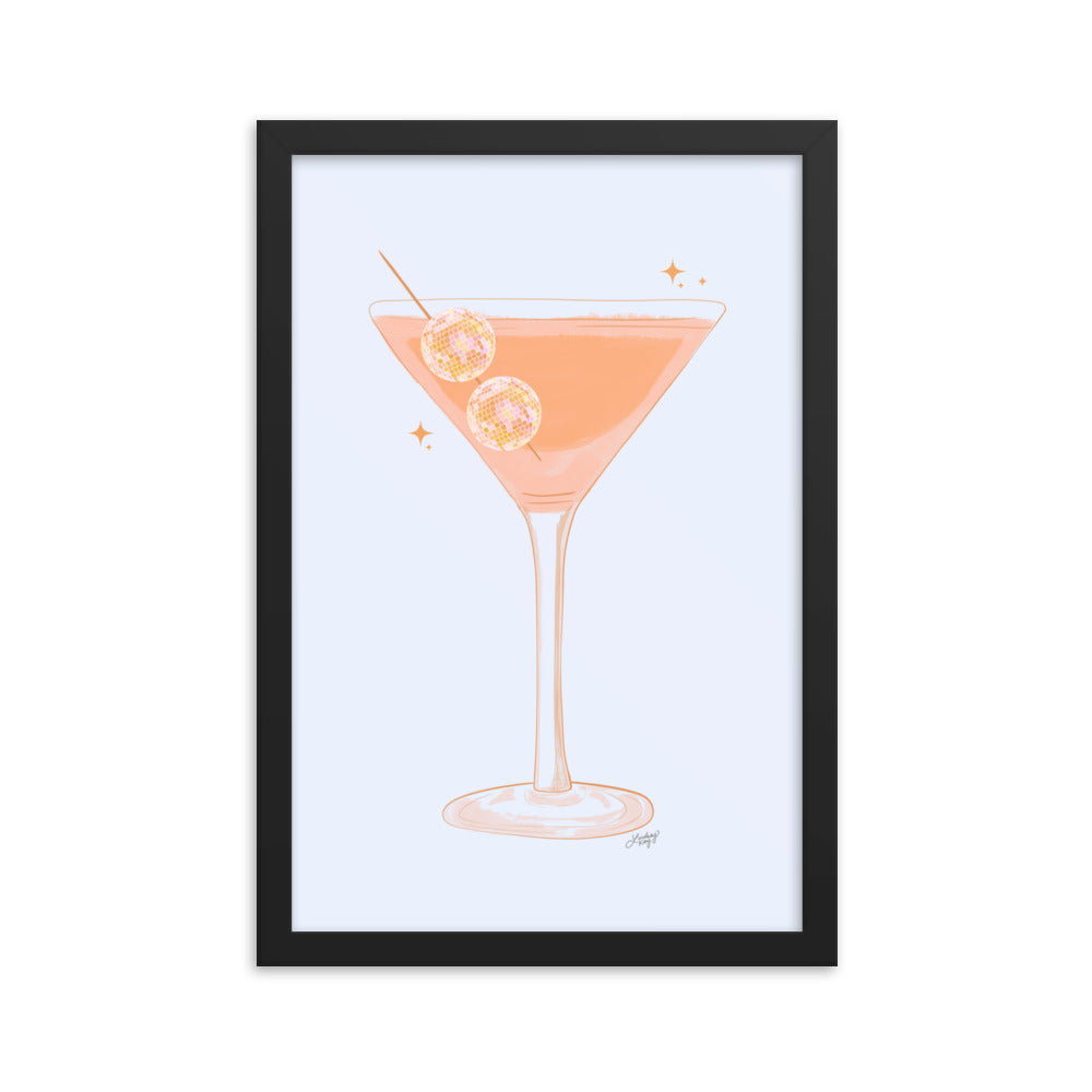 Illustration de boule disco Martini - Impression mate encadrée