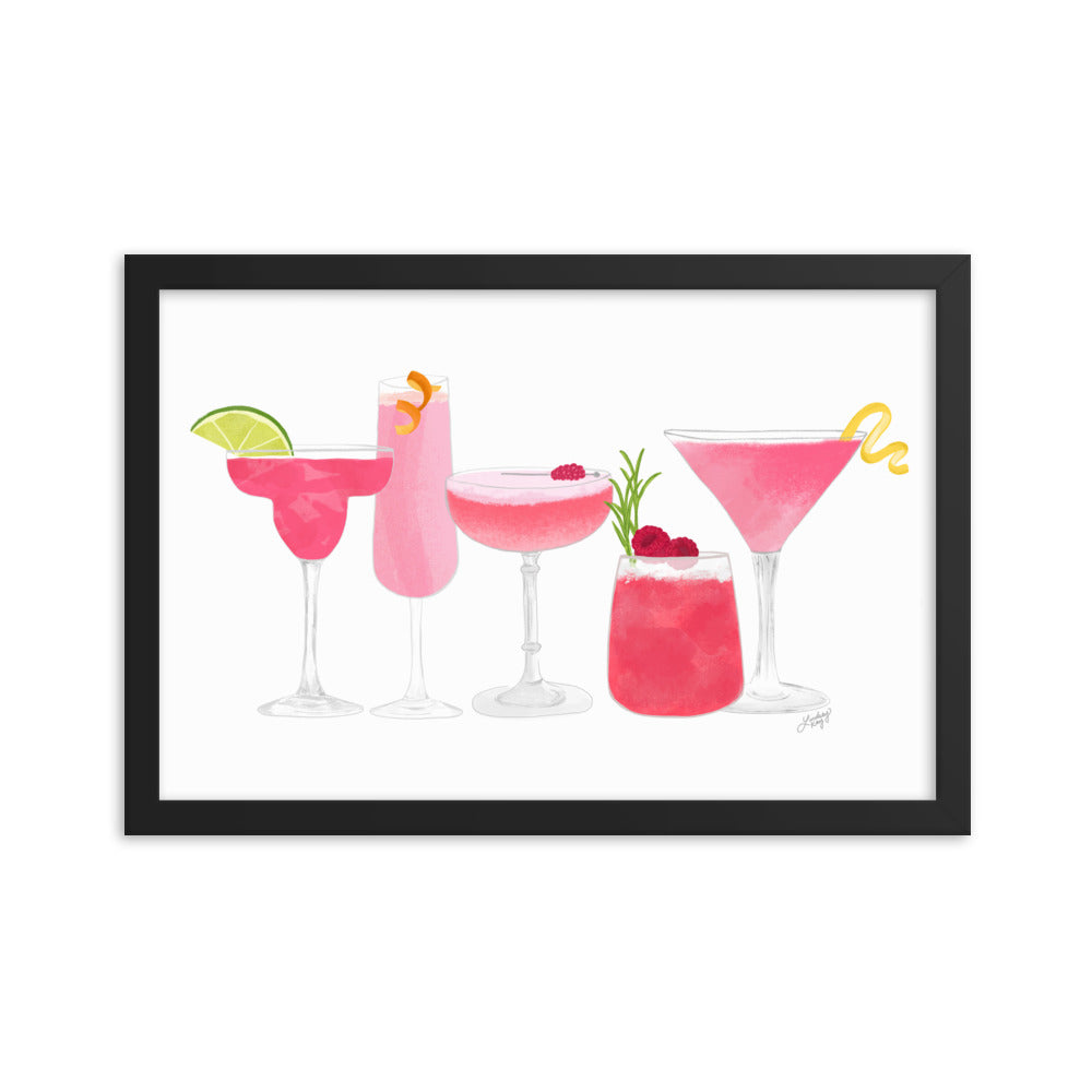 Pink Cocktails - Framed Matte Print