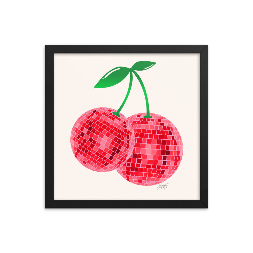 Cerises Disco Ball - Impression mate encadrée