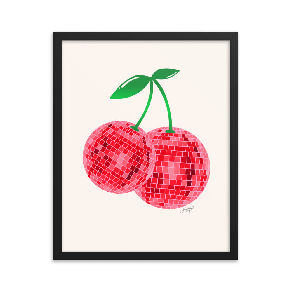 Cerises Disco Ball - Impression mate encadrée