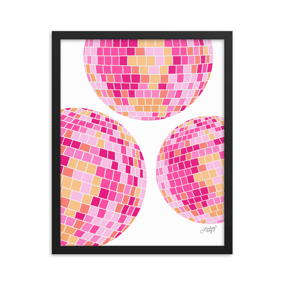 Disco Balls (Pink/Yellow Palette) - Framed Matte Print