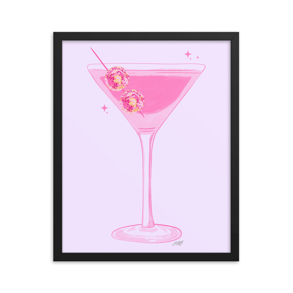 Illustration de boule disco Martini - Impression mate encadrée