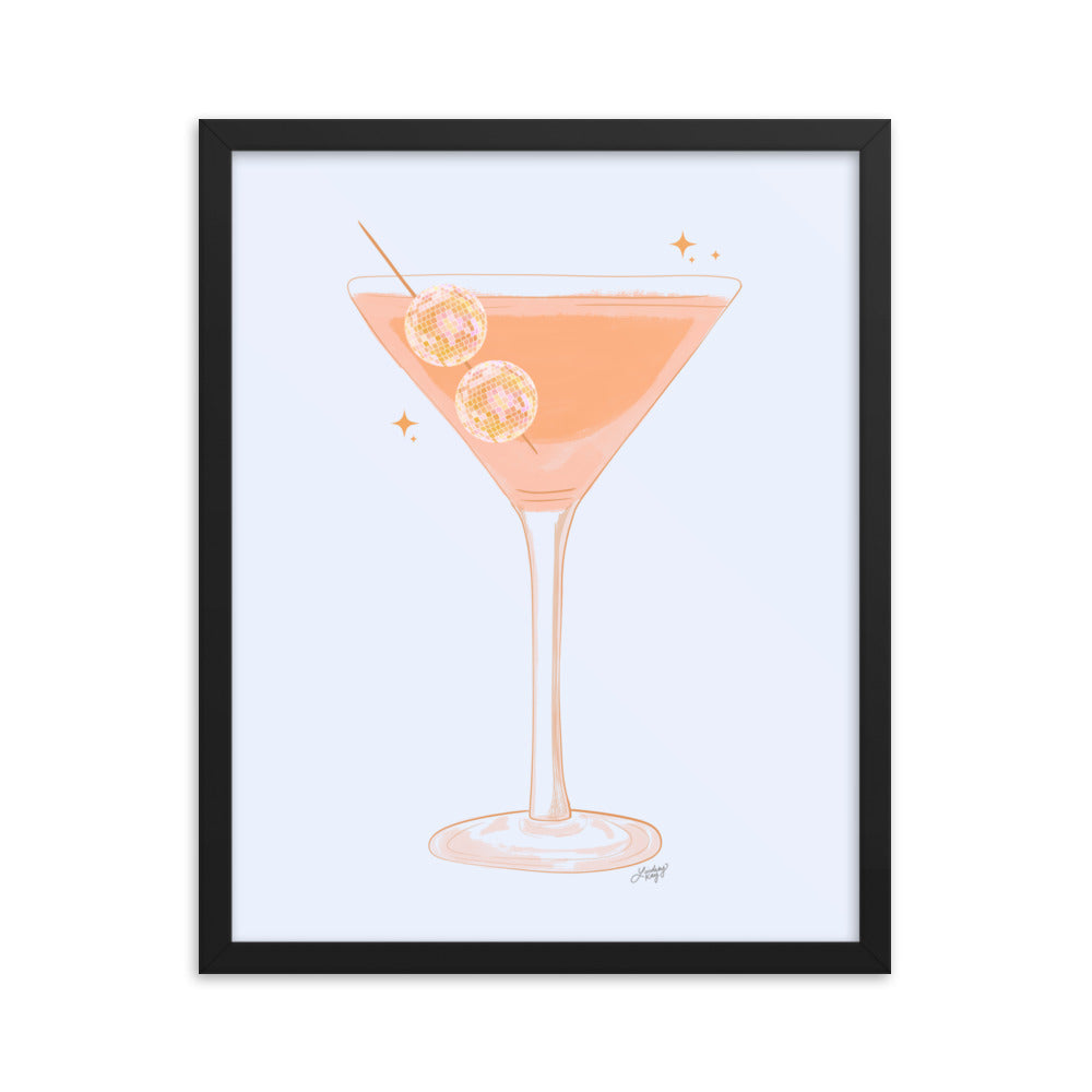 Illustration de boule disco Martini - Impression mate encadrée
