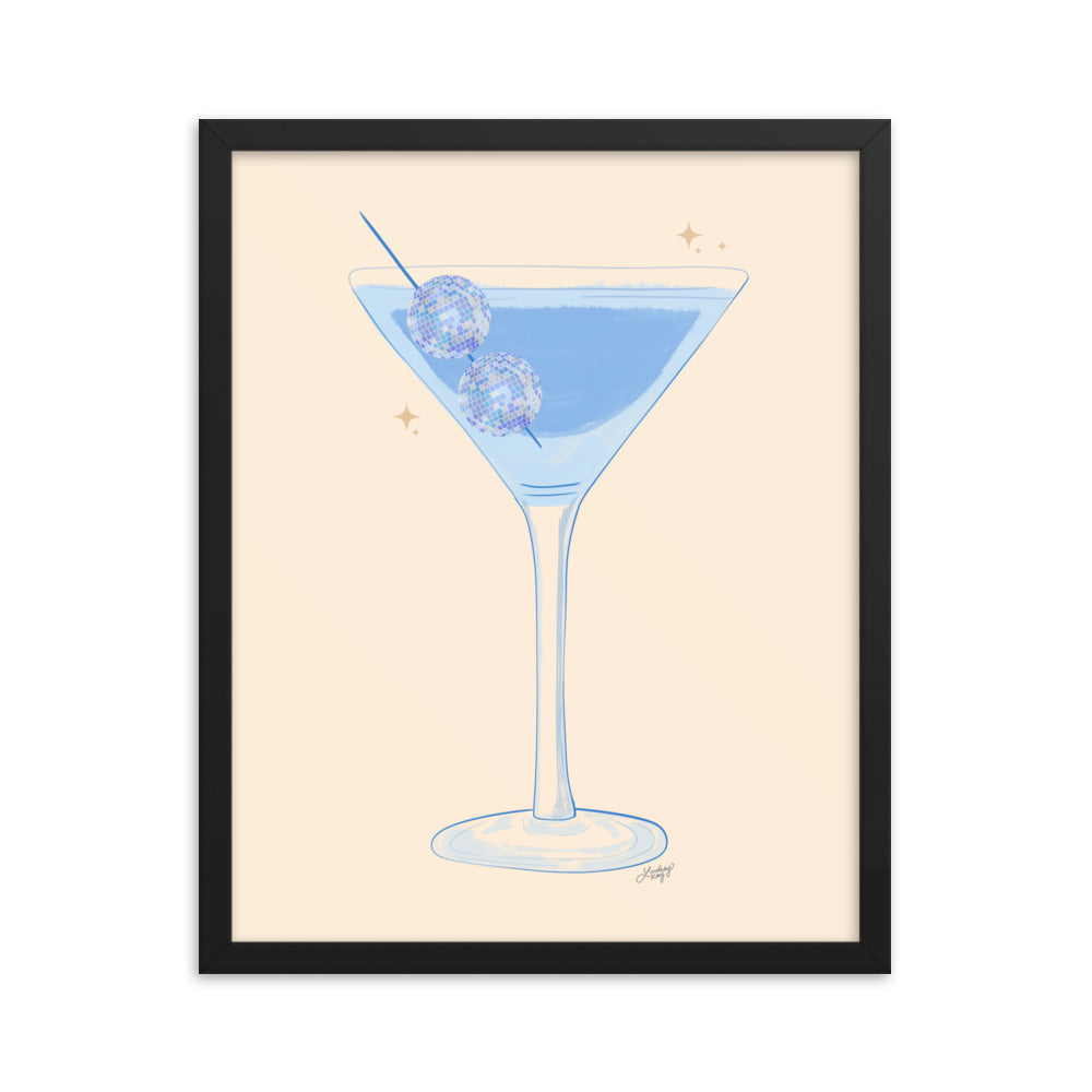 Illustration de boule disco Martini - Impression mate encadrée