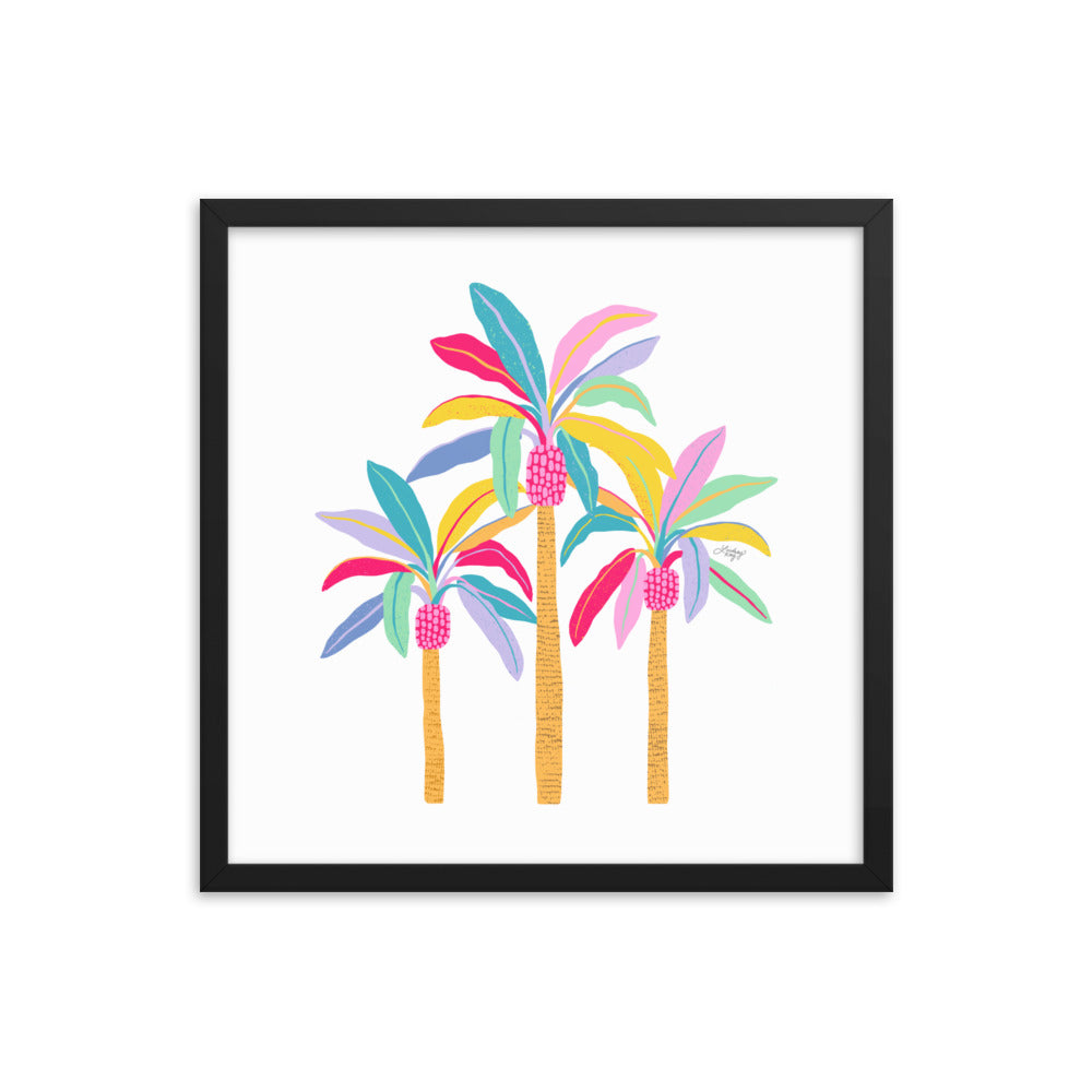 Palm Tree Illustration (Pastel Palette) - Framed Matte Print