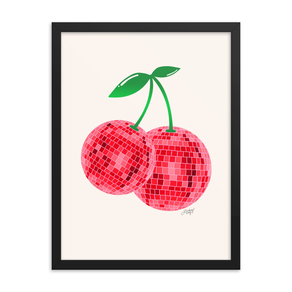 Cerises Disco Ball - Impression mate encadrée