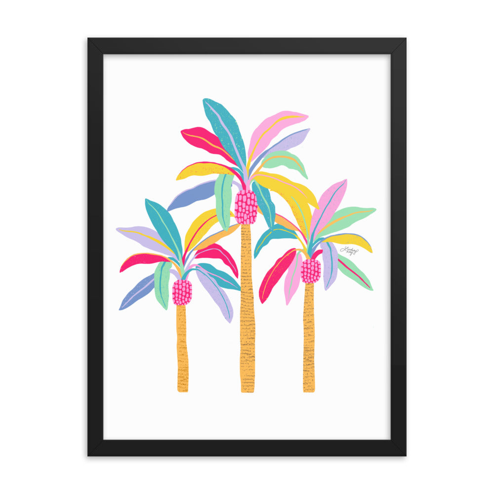 Palm Tree Illustration (Pastel Palette) - Framed Matte Print