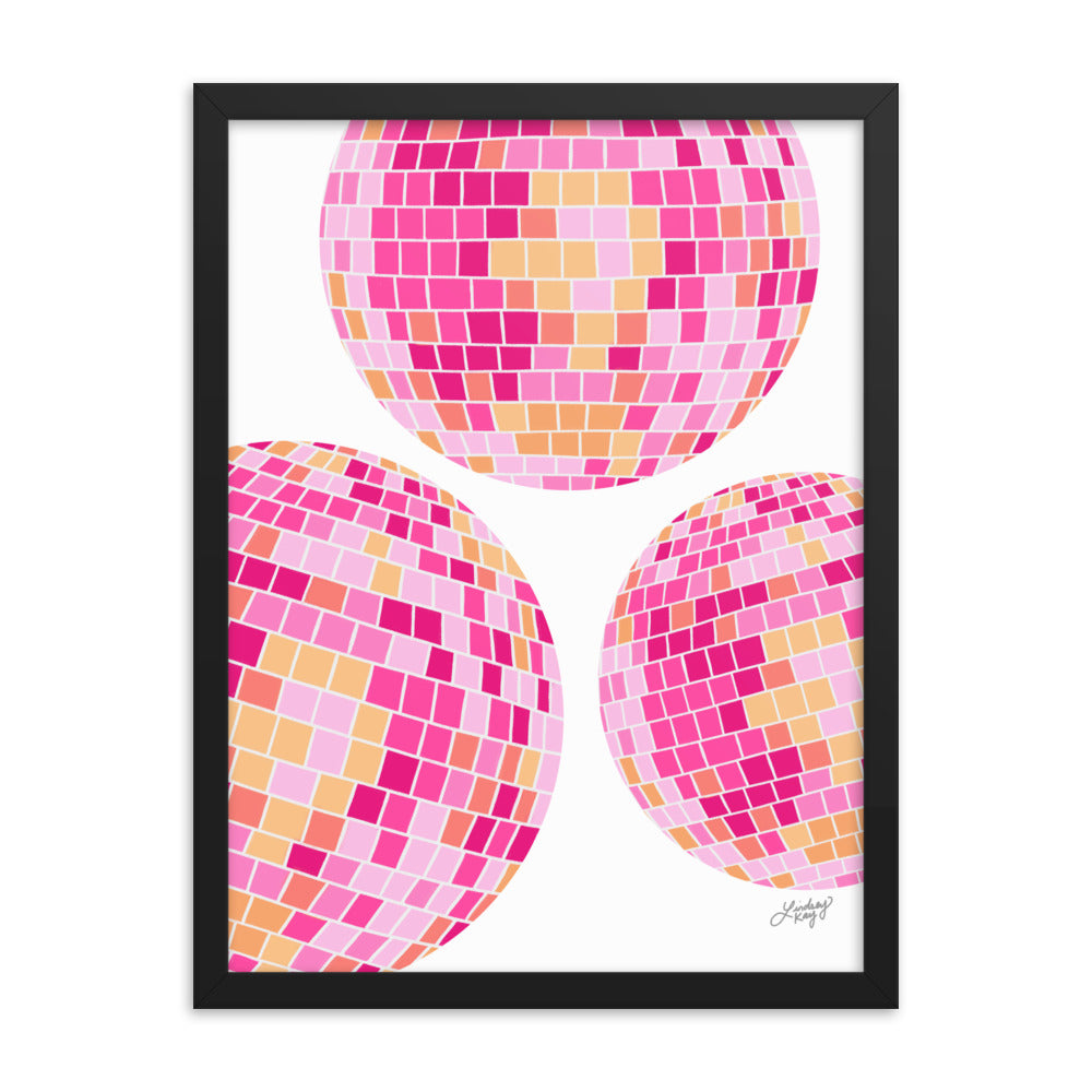 Boules disco (palette rose/jaune) - Impression mate encadrée