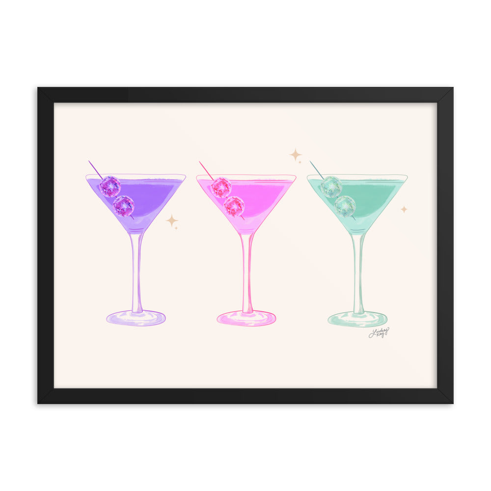 Gafas de Martini Disco Balls - Impresión mate enmarcada