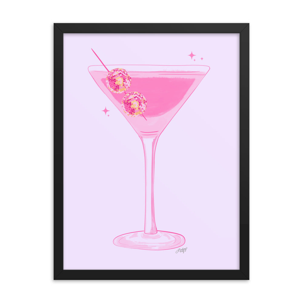 Illustration de boule disco Martini - Impression mate encadrée