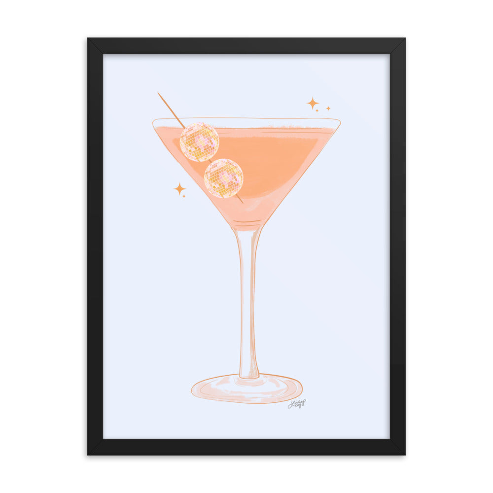 Illustration de boule disco Martini - Impression mate encadrée