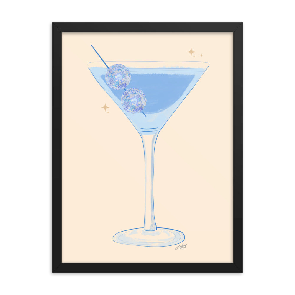 Illustration de boule disco Martini - Impression mate encadrée
