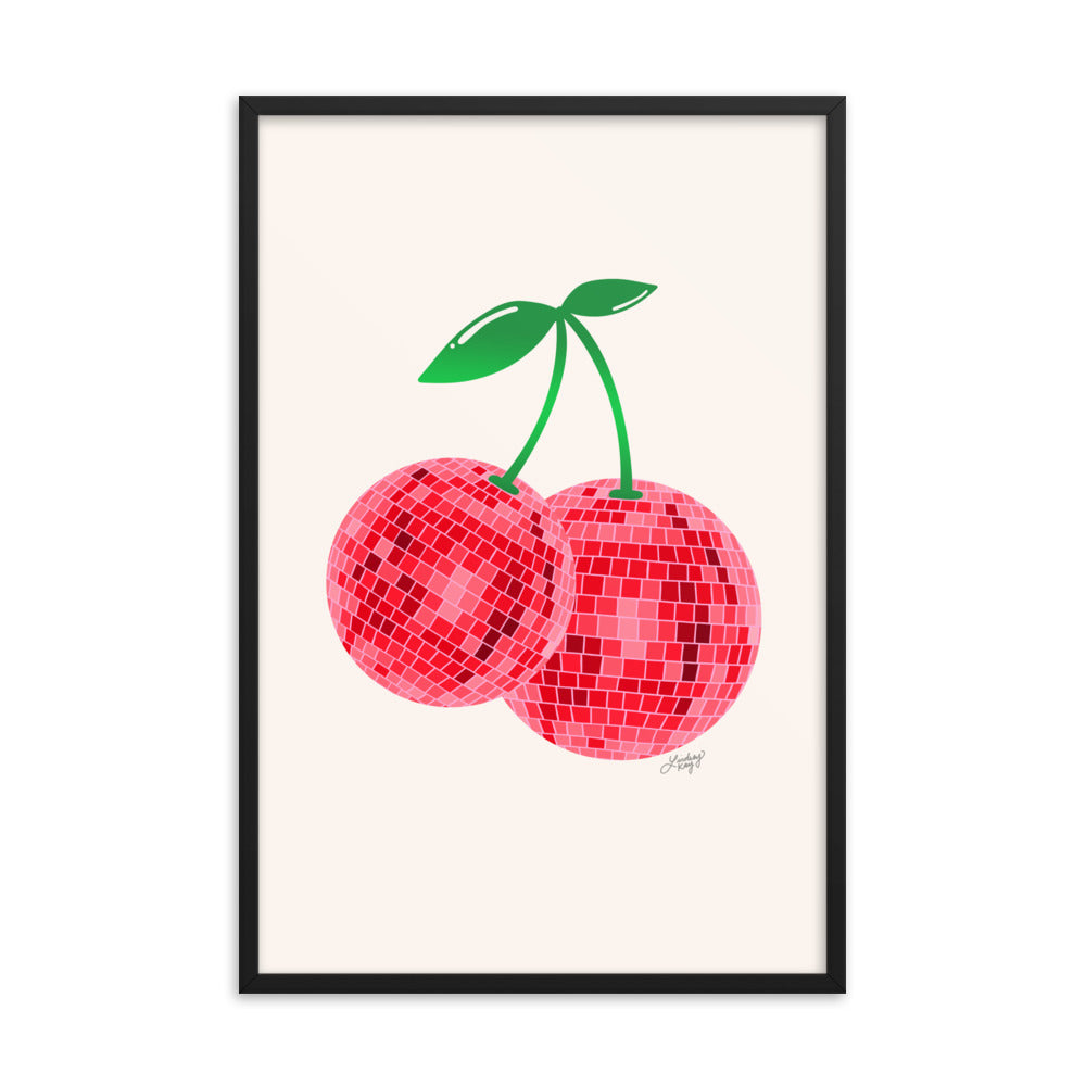 Cerises Disco Ball - Impression mate encadrée