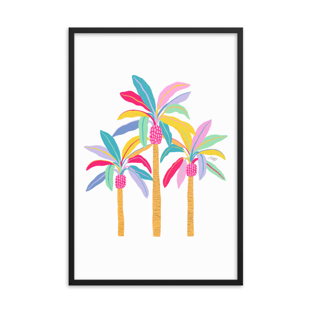 Palm Tree Illustration (Pastel Palette) - Framed Matte Print
