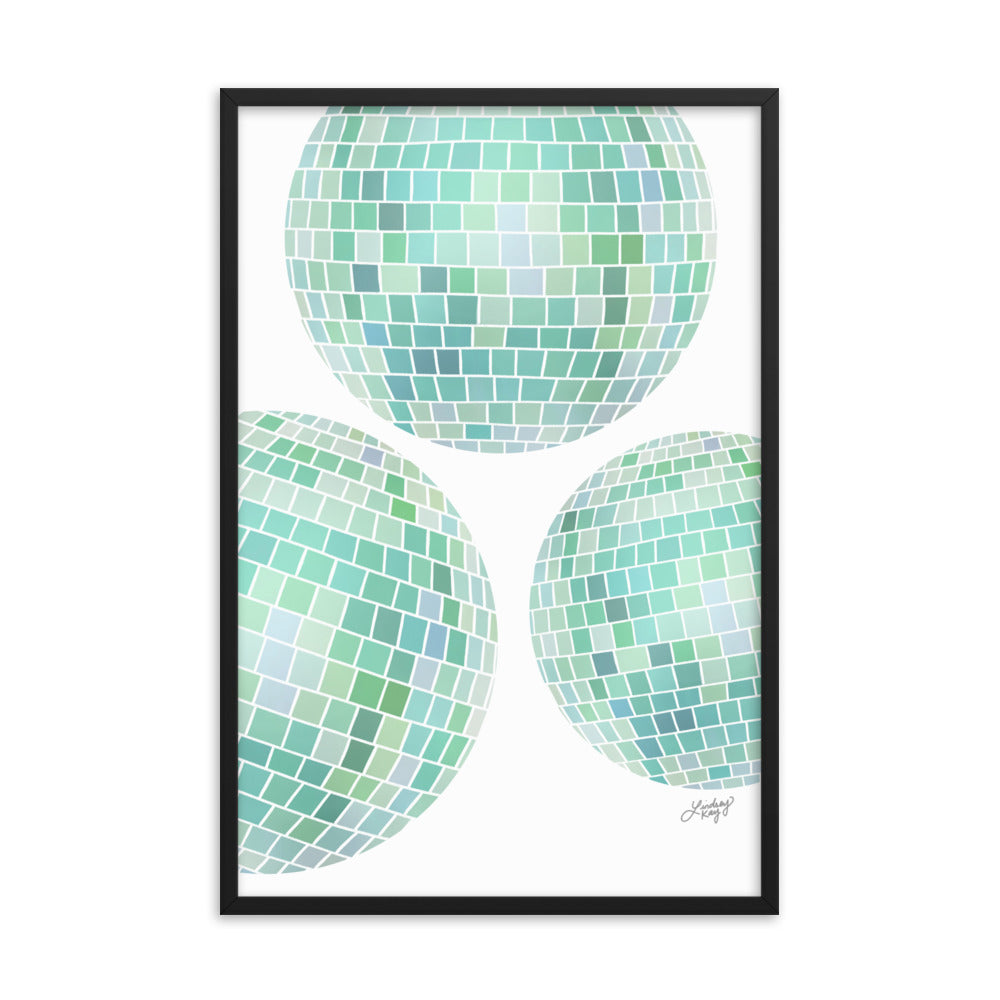 Illustration de boules disco vertes - Impression mate encadrée