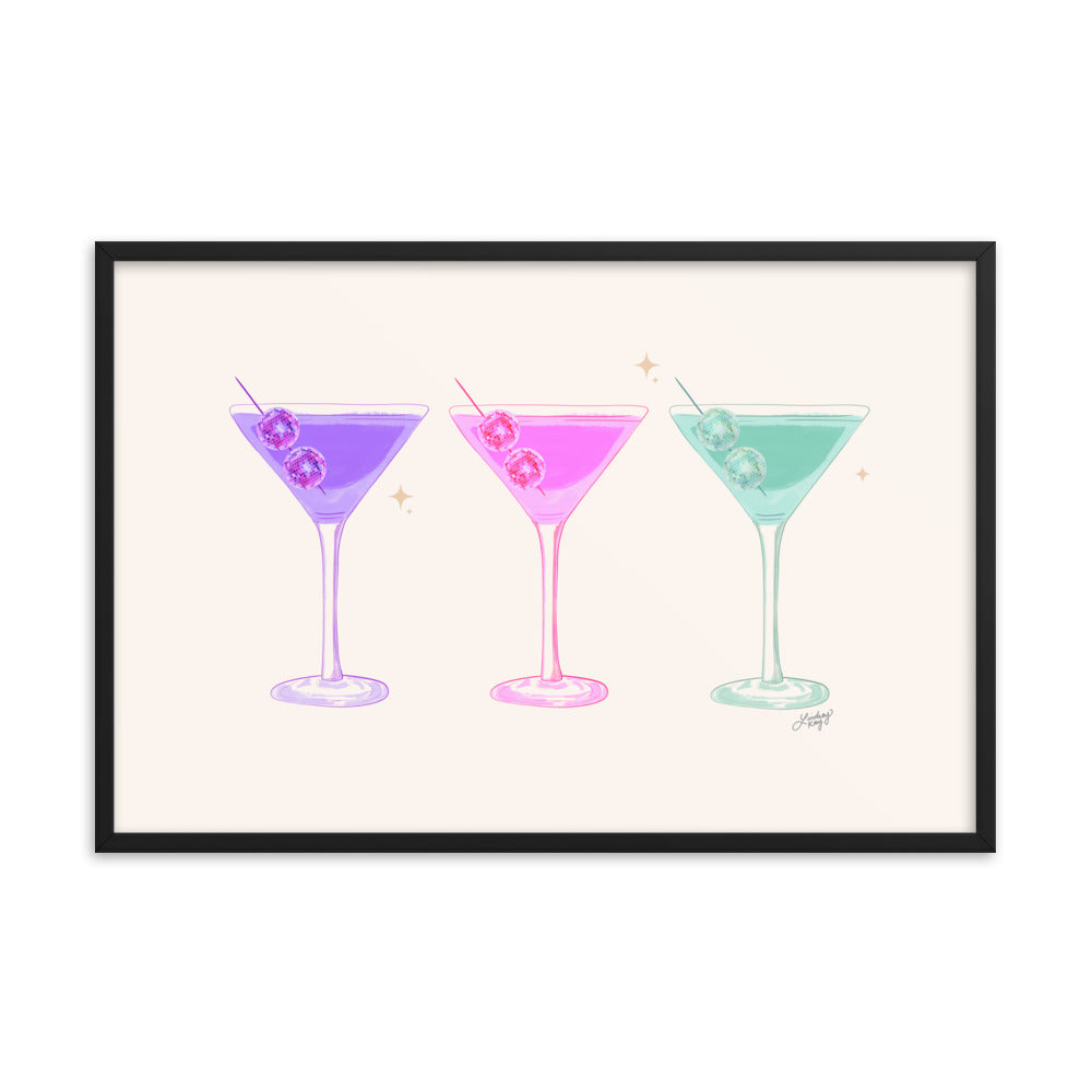 Gafas de Martini Disco Balls - Impresión mate enmarcada