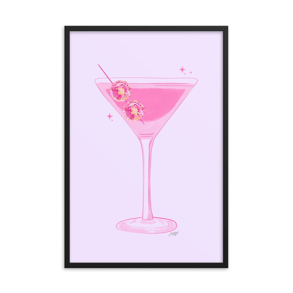 Illustration de boule disco Martini - Impression mate encadrée
