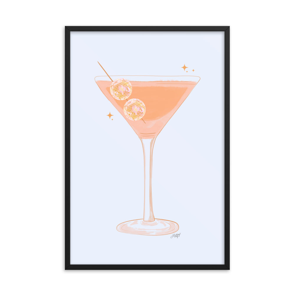 Illustration de boule disco Martini - Impression mate encadrée
