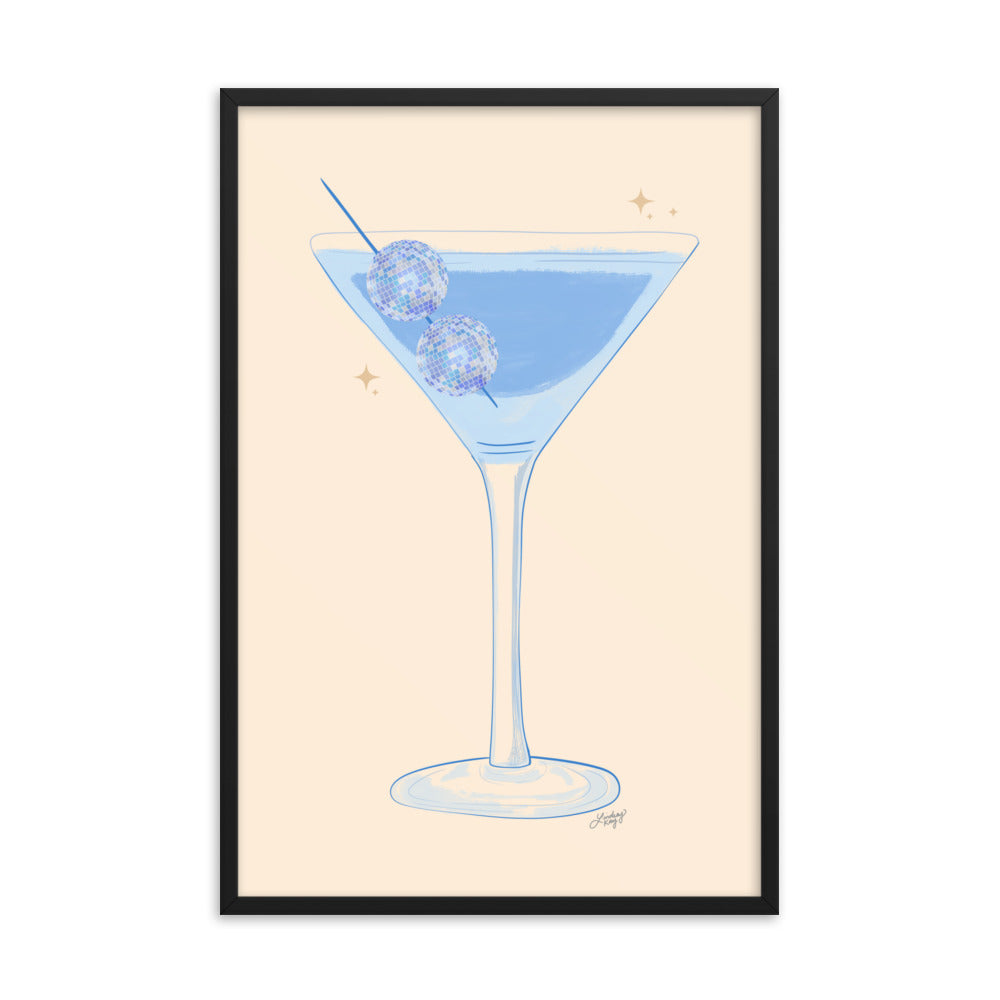 Illustration de boule disco Martini - Impression mate encadrée