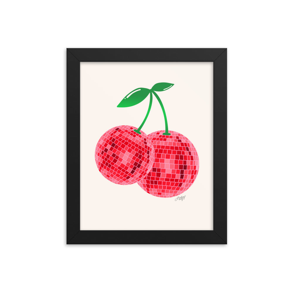 Cerises Disco Ball - Impression mate encadrée