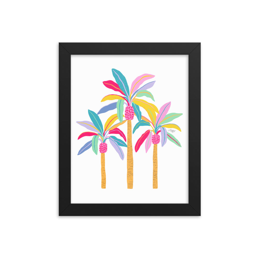 Palm Tree Illustration (Pastel Palette) - Framed Matte Print