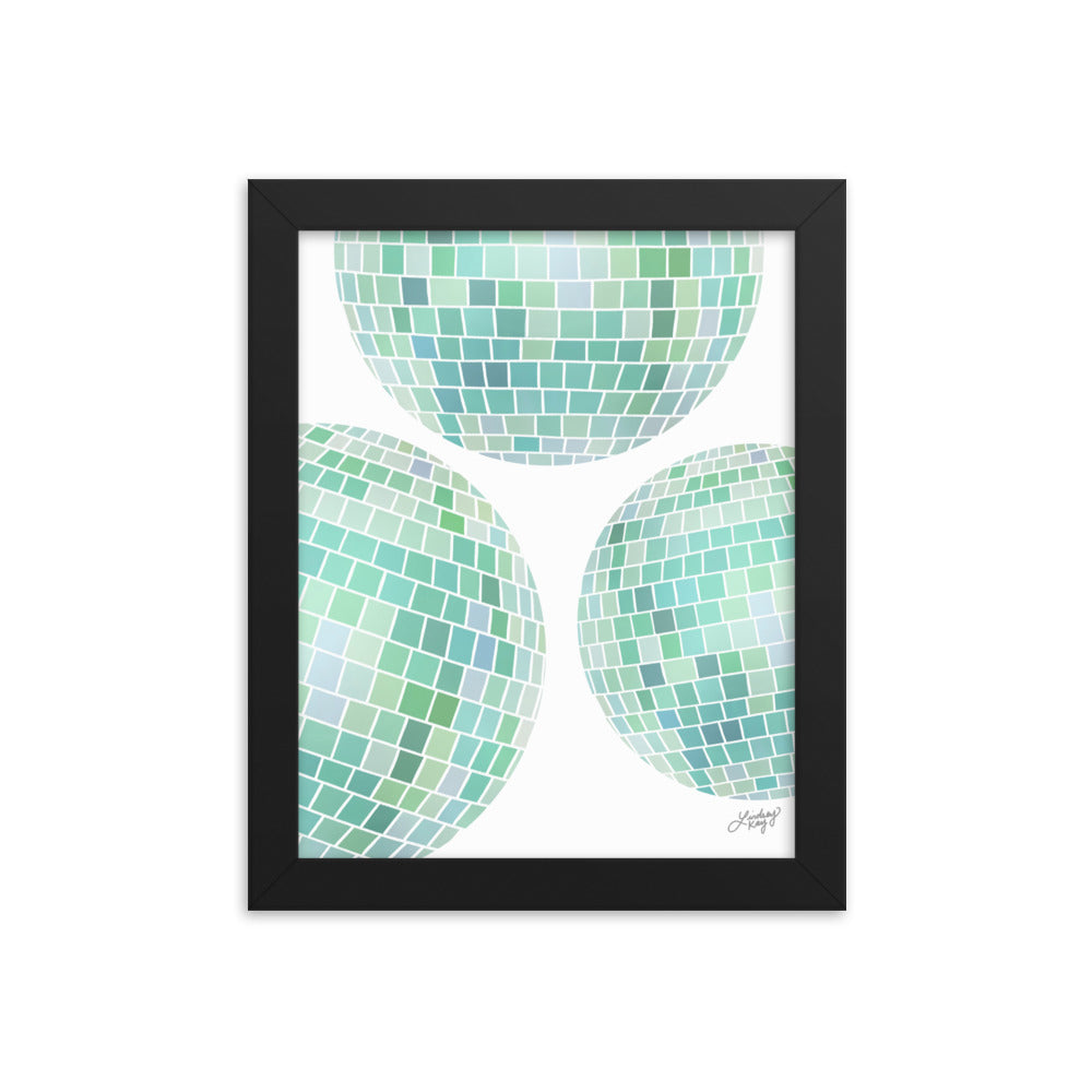 Illustration de boules disco vertes - Impression mate encadrée