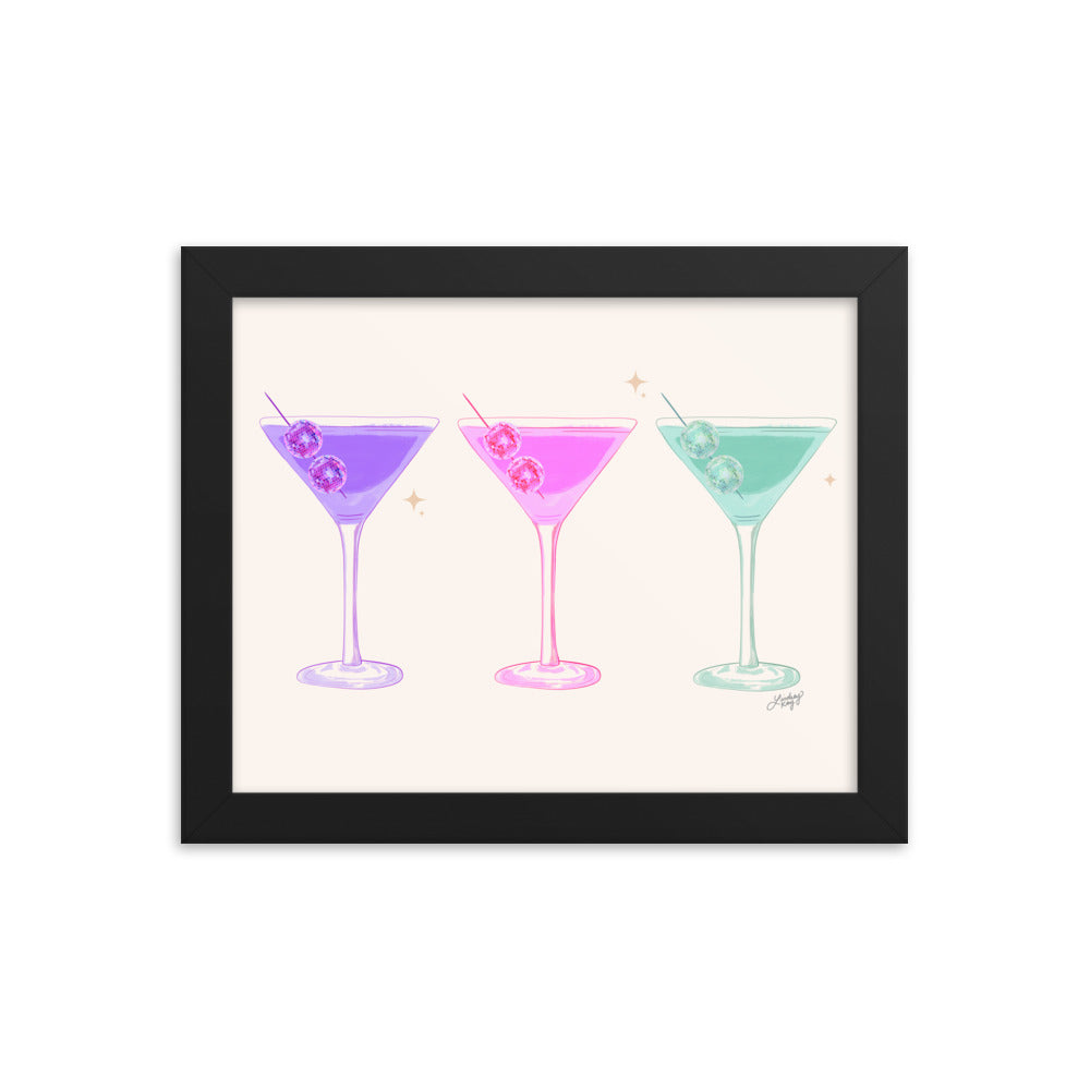 Gafas de Martini Disco Balls - Impresión mate enmarcada