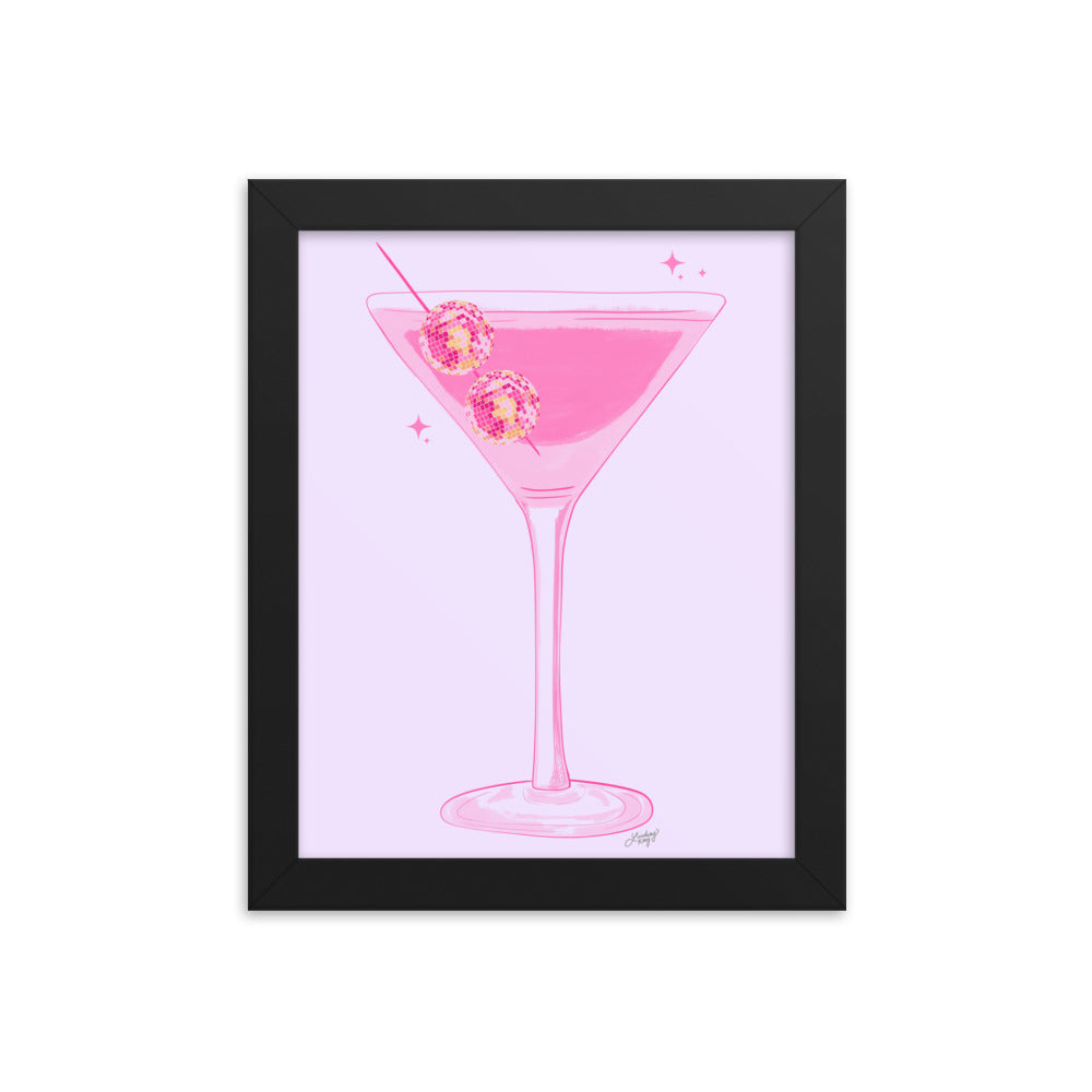Illustration de boule disco Martini - Impression mate encadrée