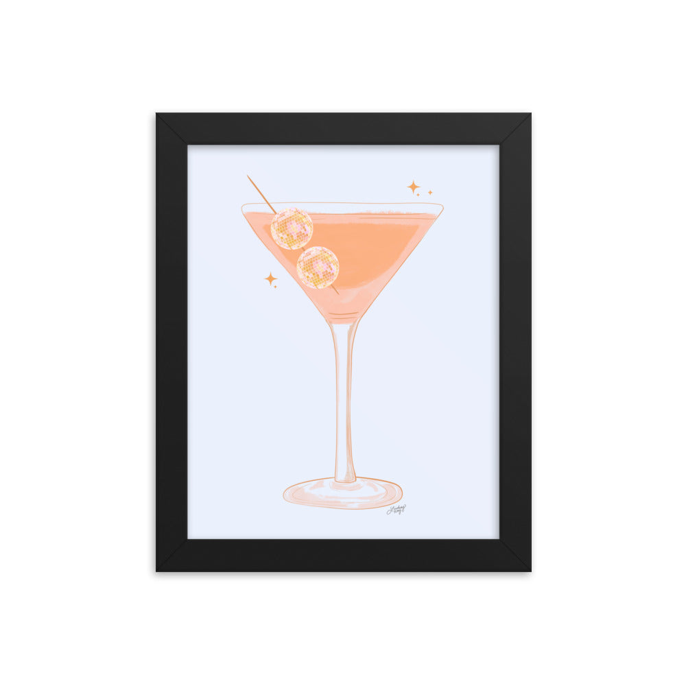 Illustration de boule disco Martini - Impression mate encadrée