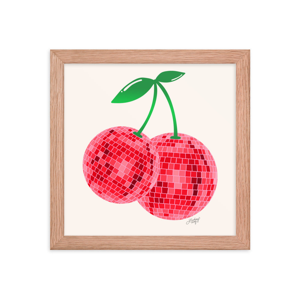 Cerises Disco Ball - Impression mate encadrée